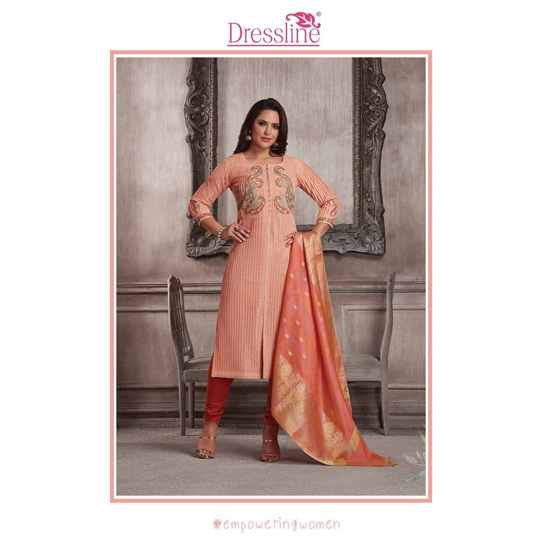 Ethnic Wear Dressline Salwar Kameez New Collection Dressline Cream Silk Salwar  Suit With Dupatta