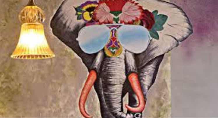 Elephant,Elephants and Mammoths,Indian elephant,Cartoon,Illustration,Organism,African elephant,Plant,Art,Fictional character