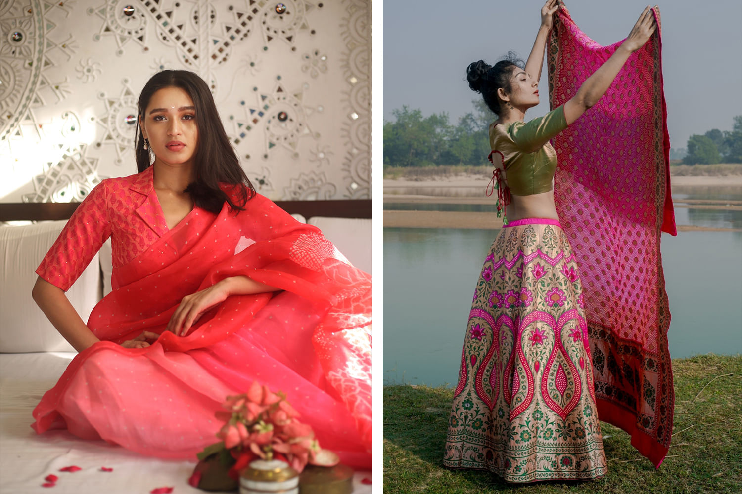 Clothing,Pink,Formal wear,Magenta,Dress,Sari,Tradition,Fashion model,Textile,Embroidery