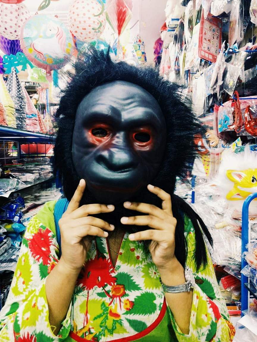 Headgear,Art,Photography,Black hair,Glasses,Mask,Artist,Illustration,Costume