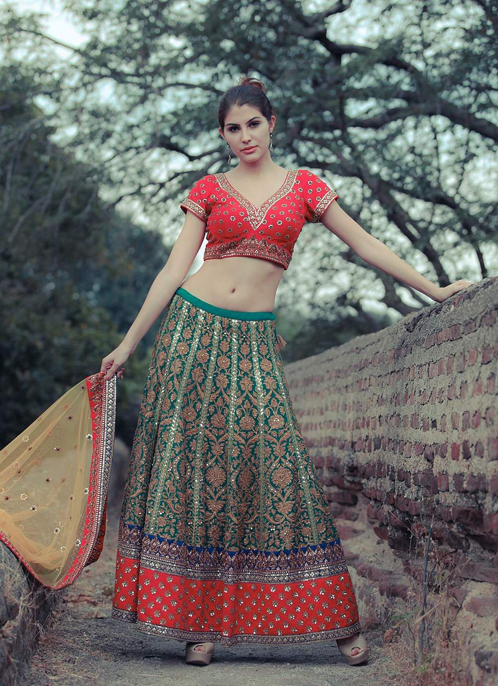 Clothing,Green,Maroon,Navel,Lady,Orange,Sari,Abdomen,Trunk,Beige