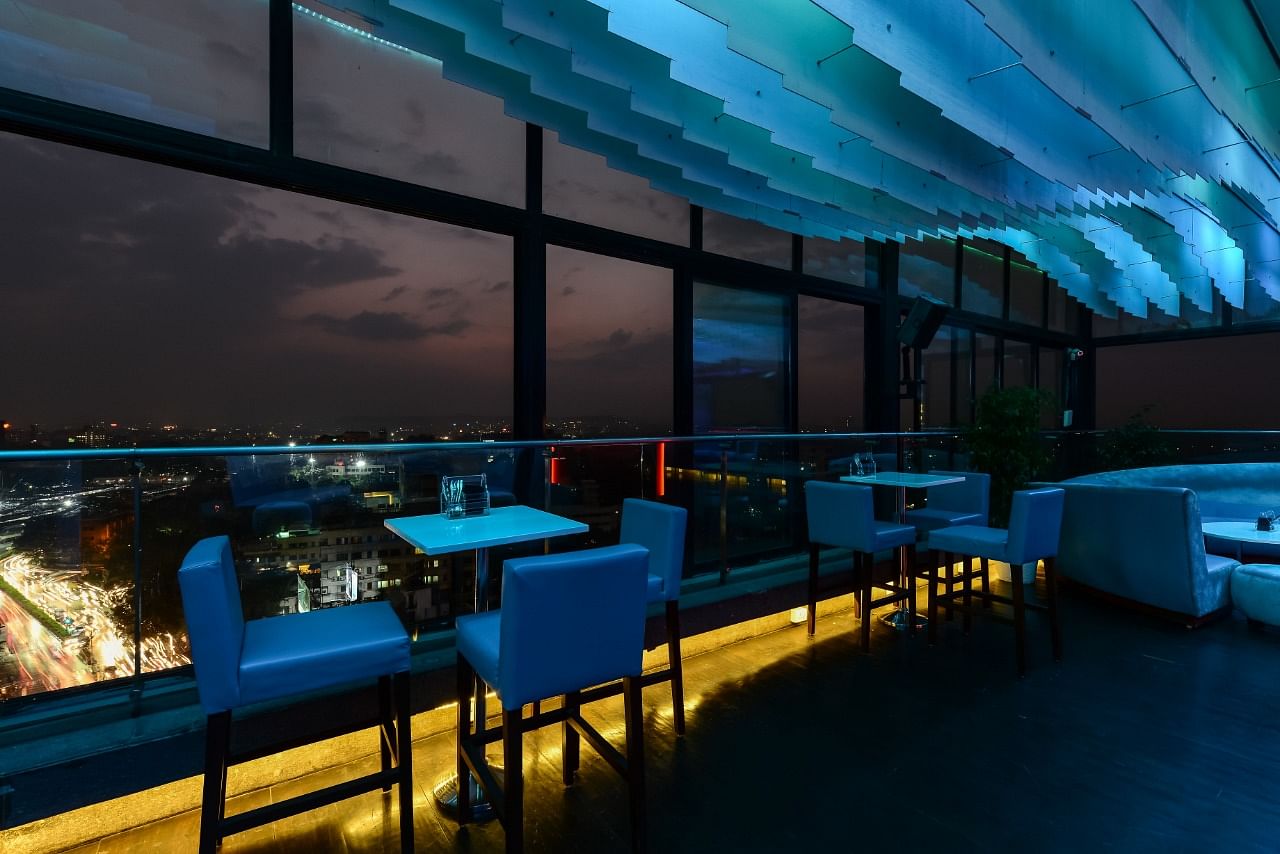 Blue,Architecture,Building,Room,Interior design,Restaurant,Glass,Leisure,Ceiling