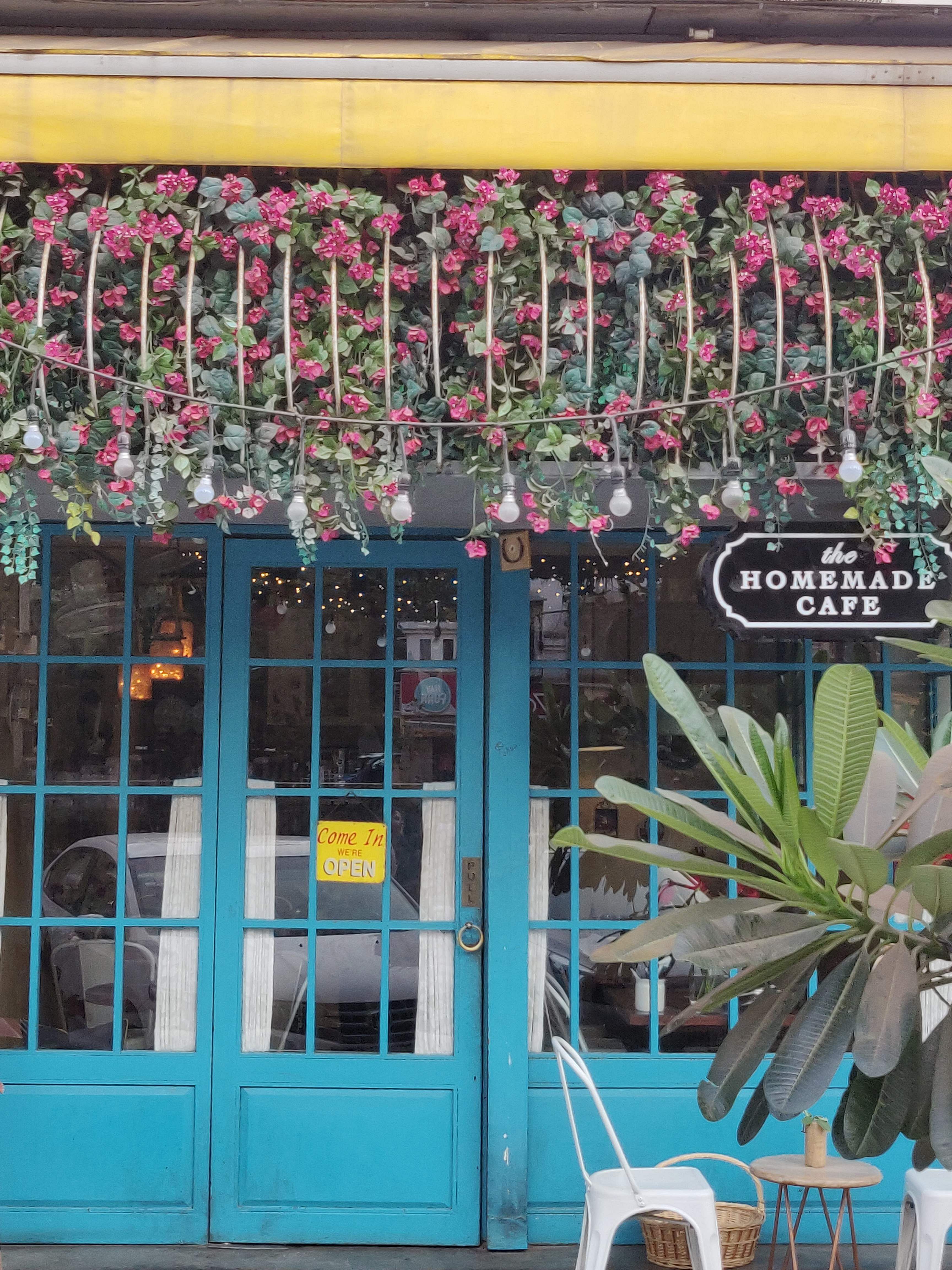 Facade,Window,Pink,Plant,Architecture,Tree,Flower,Building,Door,Glass