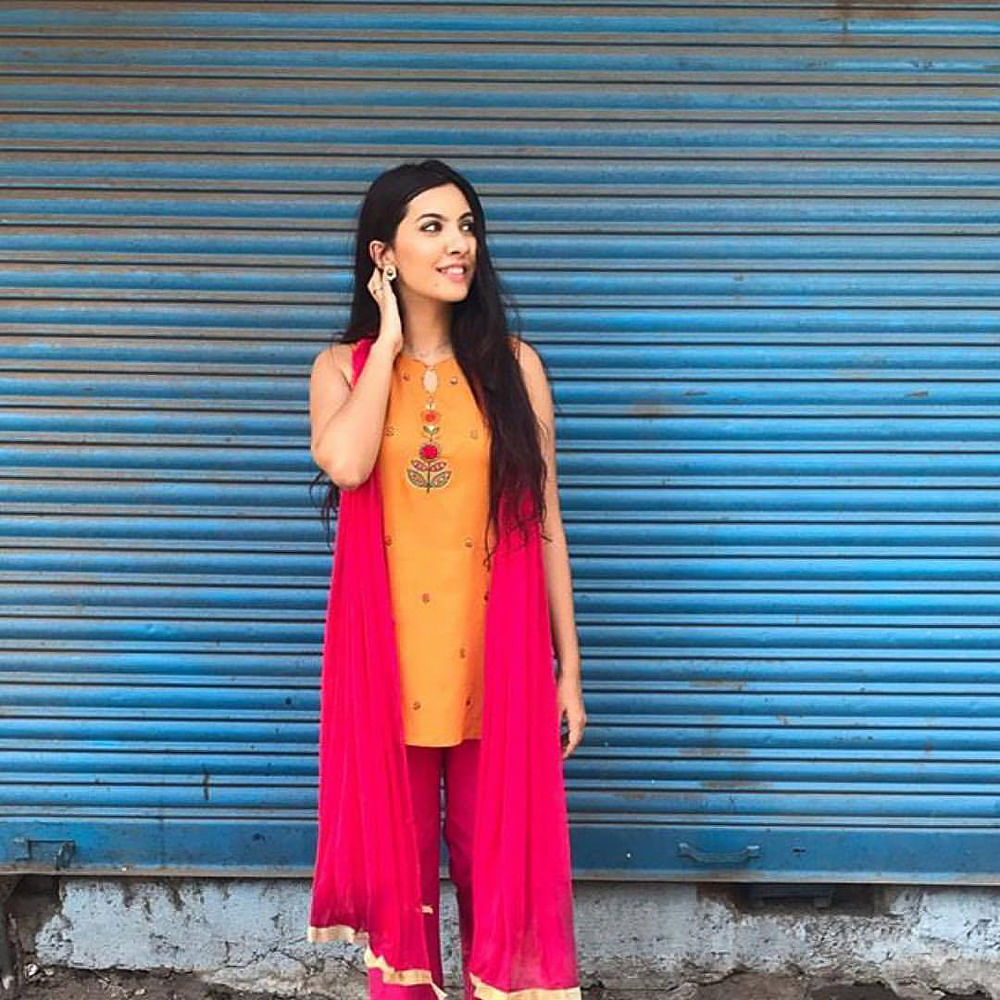 Clothing,Pink,Orange,Street fashion,Formal wear,Beauty,Yellow,Fashion,Outerwear,Photo shoot