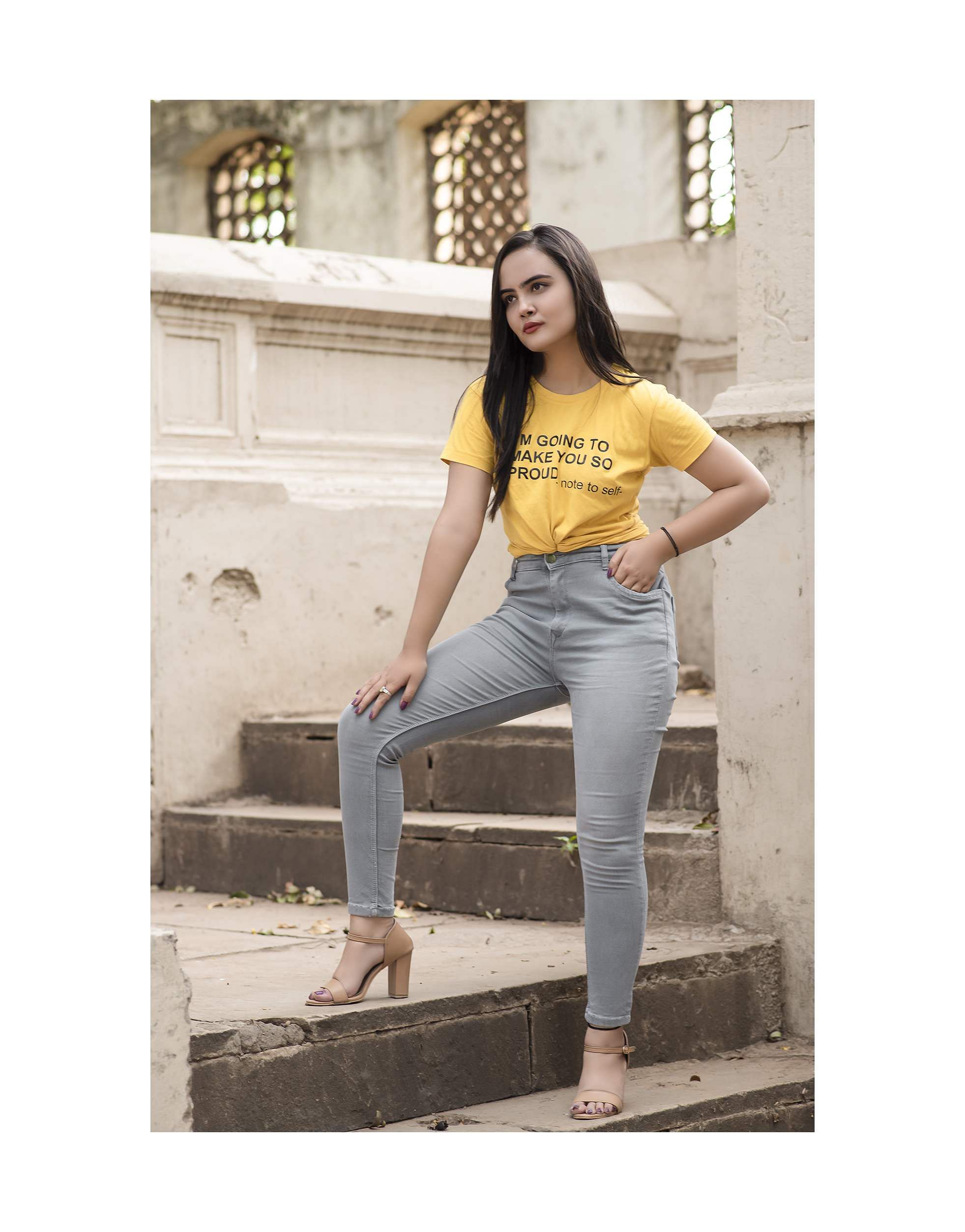 Clothing,Jeans,Yellow,Denim,Shoulder,Waist,Beauty,Fashion,Footwear,T-shirt