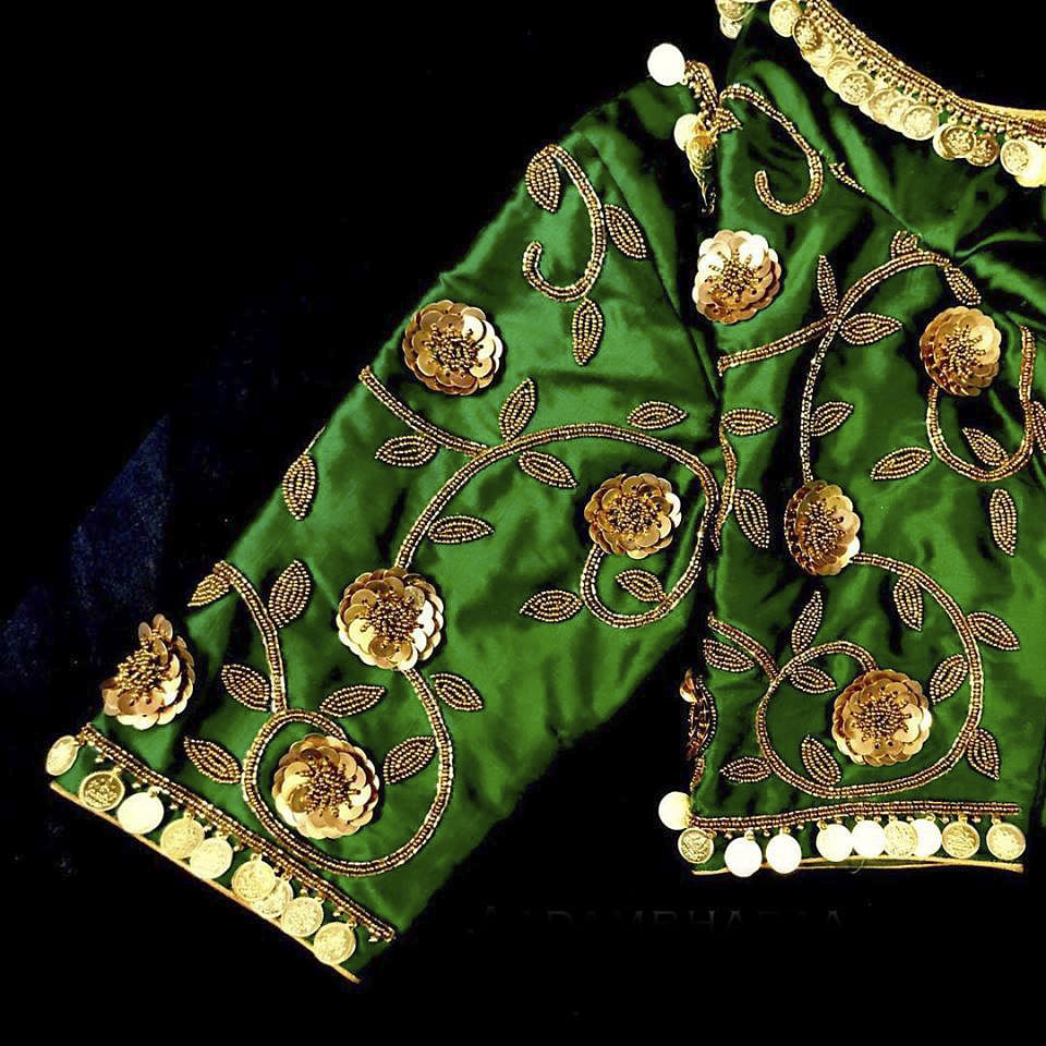 Green,Pattern,Embroidery,Design,Outerwear,Fashion accessory