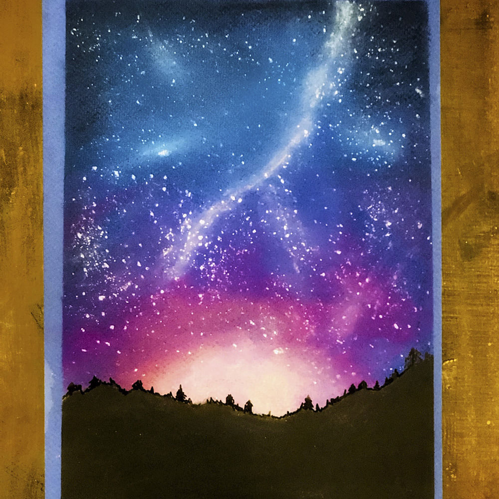 Sky,Purple,Watercolor paint,Painting,Acrylic paint,Space,Paint,Universe,Art,Nebula