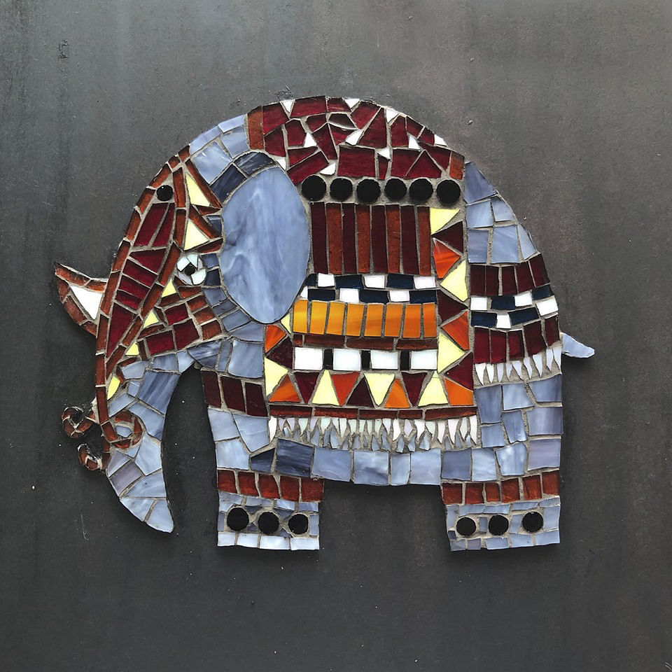 Mosaic,Elephant,Art,Window