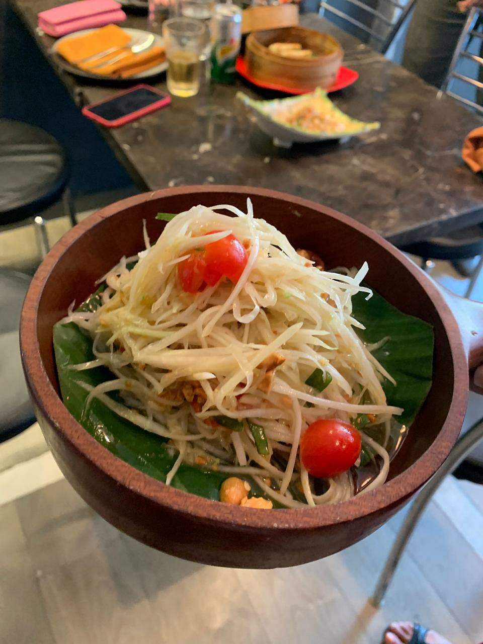 Dish,Cuisine,Food,Ingredient,Spaghetti,Capellini,Green papaya salad,Rice noodles,Salad,Produce