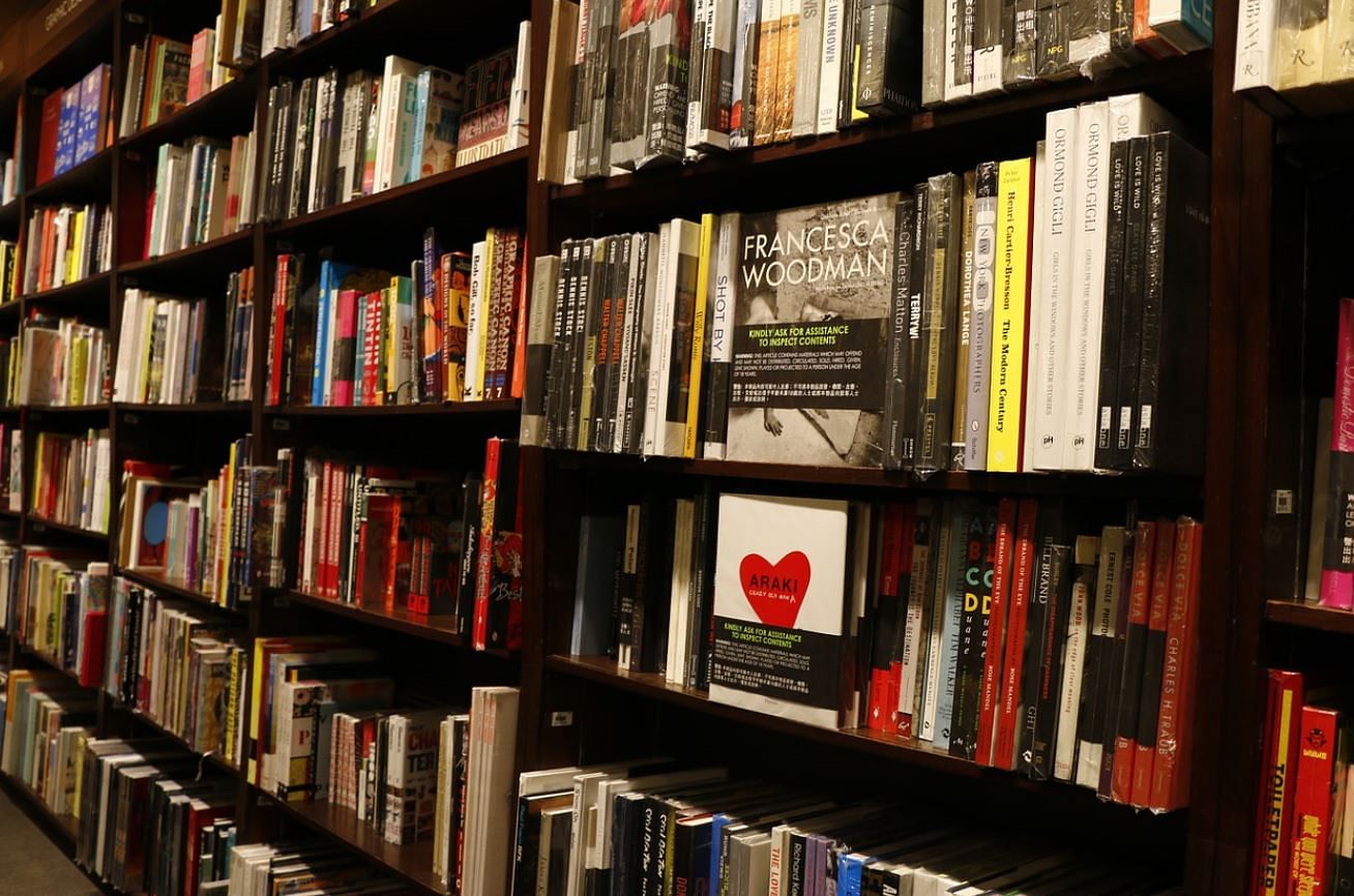 Bookcase,Shelving,Library,Shelf,Book,Publication,Bookselling,Public library,Furniture,Building