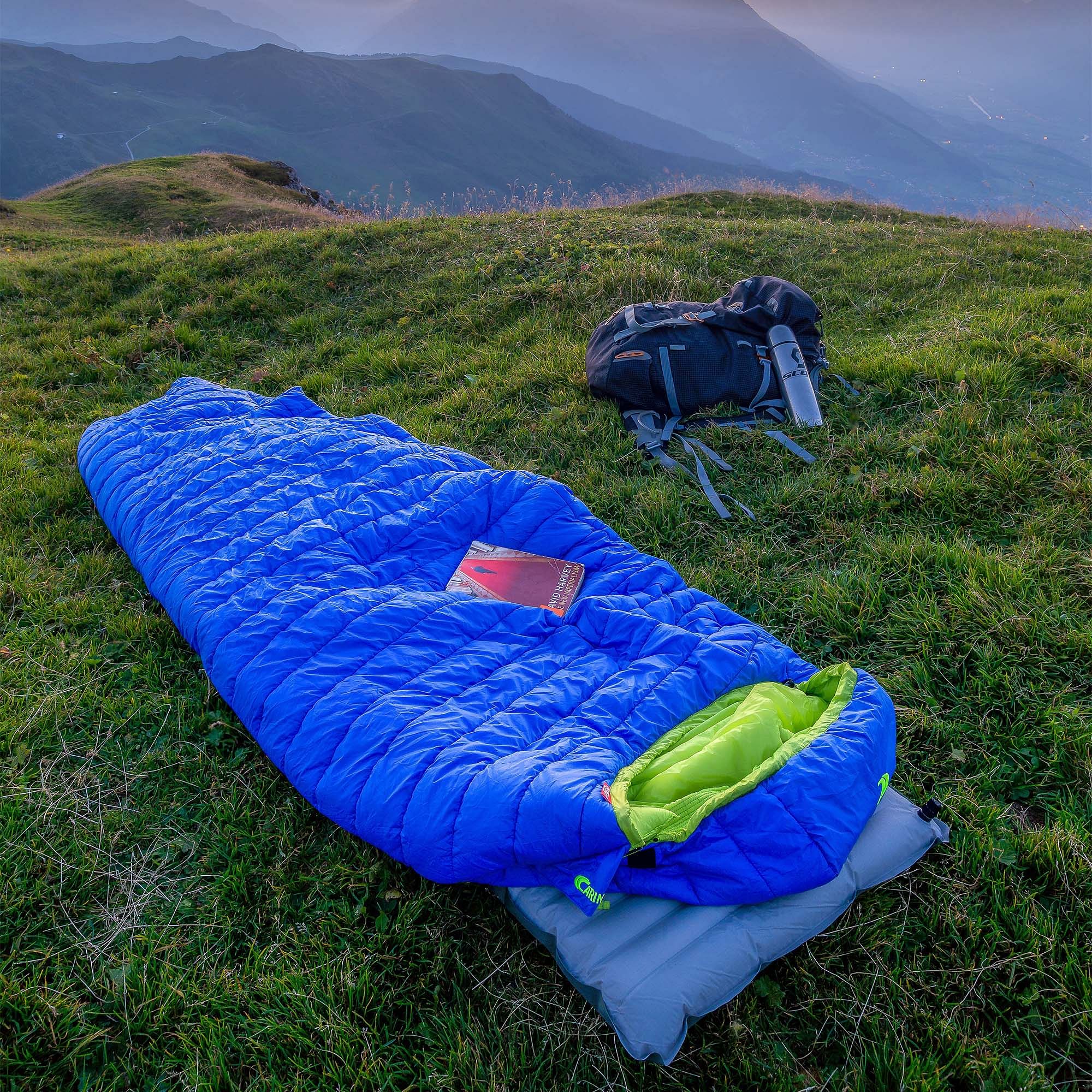 Blue,Sleeping bag,Grassland,Inflatable,Grass,Meadow,Leaf,Fell,Tarpaulin,Fodder