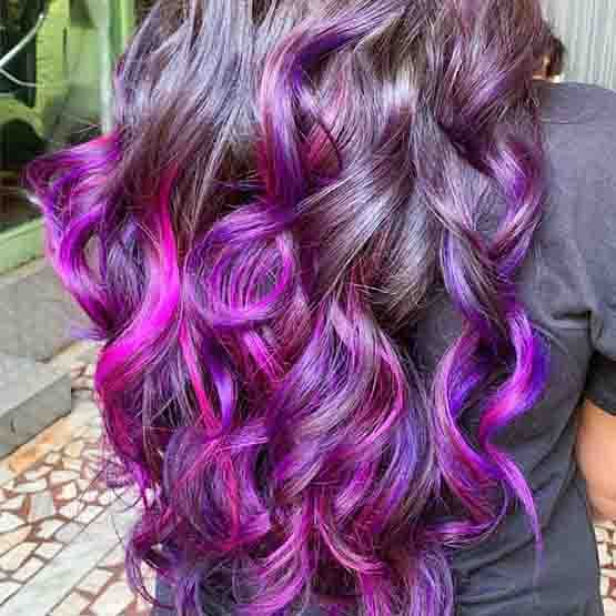 Hair,Purple,Hair coloring,Hairstyle,Violet,Pink,Magenta,Brown hair,Long hair,Blond