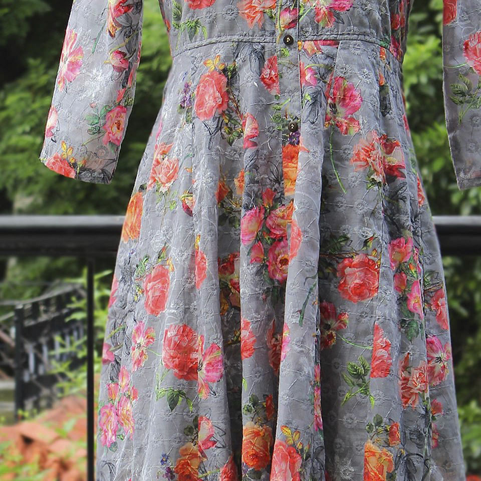 Clothing,Day dress,Dress,Orange,Red,Leaf,Pattern,Pink,Textile,Pattern