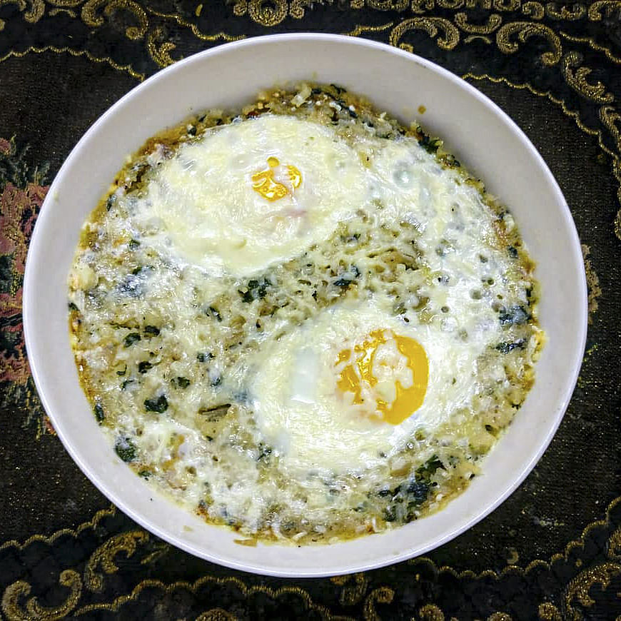 Dish,Food,Ingredient,Cuisine,Fried egg,Produce,Recipe,Side dish,Spinach,Baba ghanoush