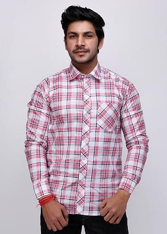 Clothing,Plaid,White,Dress shirt,Sleeve,Collar,Pattern,Shirt,Pink,Maroon