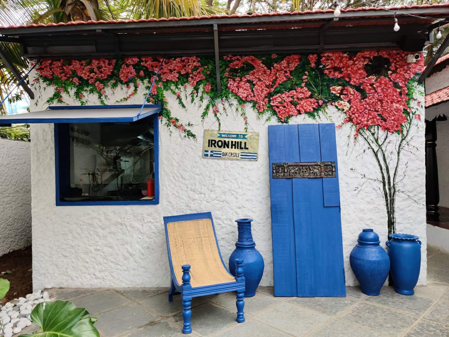 Blue,Property,House,Majorelle blue,Wall,Building,Architecture,Door,Tree,Facade