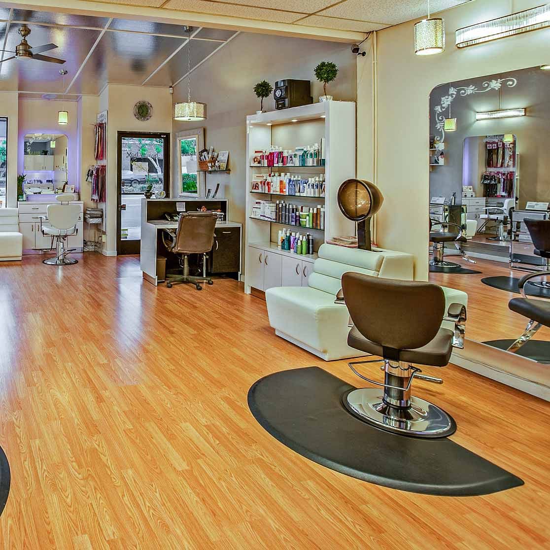 Beauty salon,Barber chair,Floor,Laminate flooring,Wood flooring,Salon,Flooring,Building,Interior design,Hardwood