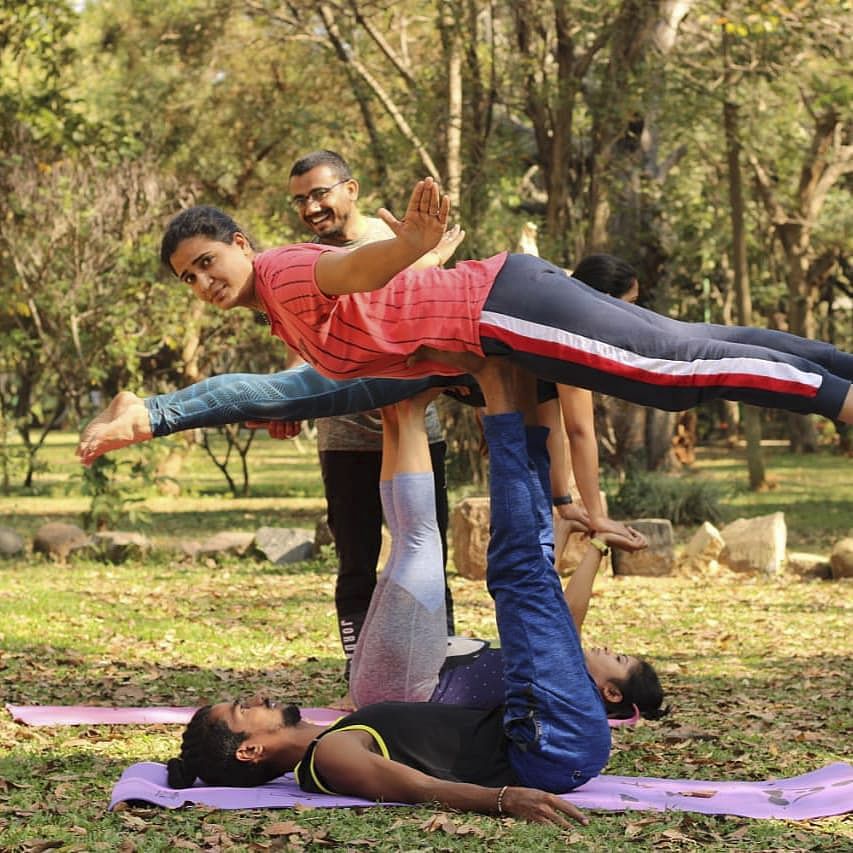 People in nature,Physical fitness,Acrobatics,Fun,Balance,Stretching,Tree,Leisure,Yoga,Performance