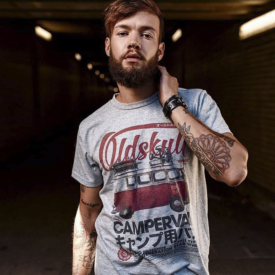 T-shirt,Facial hair,Hair,Cool,Beard,Clothing,Fashion,Tattoo,Arm,Sleeve