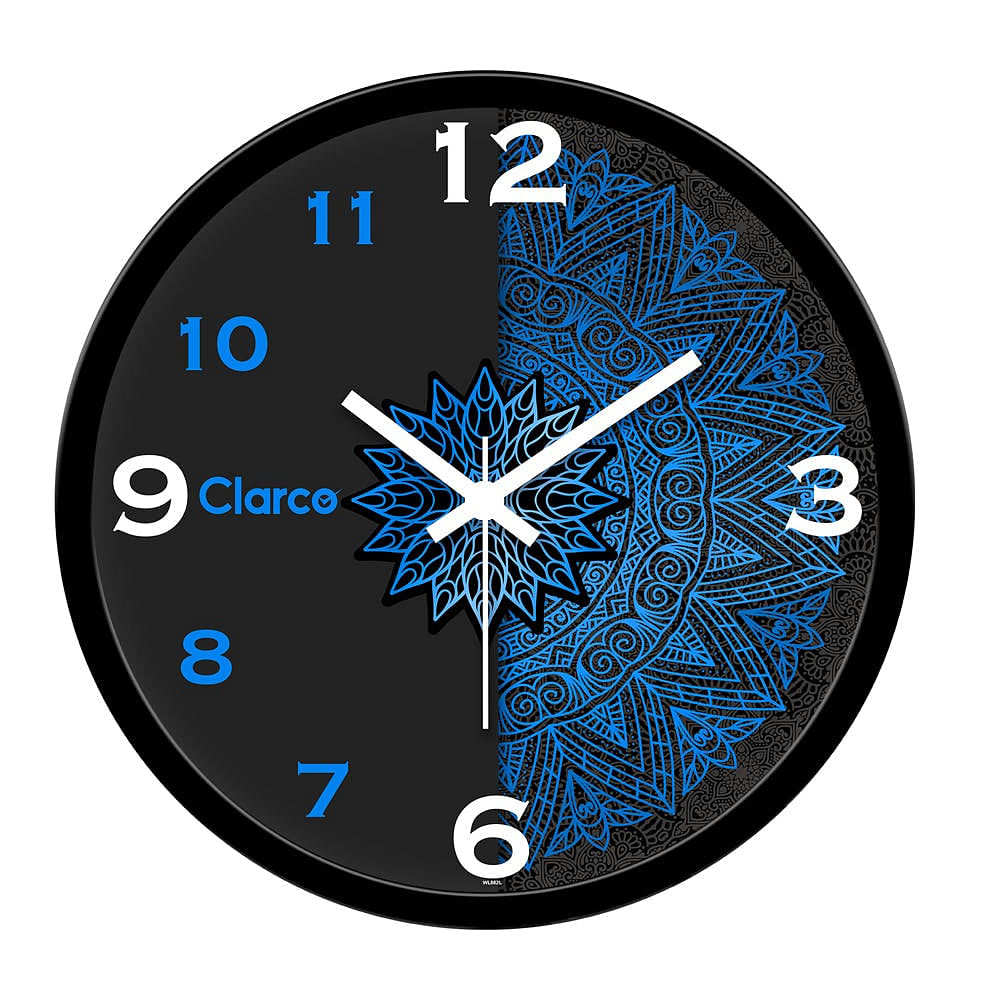 Clock,Wall clock,Blue,Electric blue,Furniture,Analog watch,Home accessories,Design,Font,Quartz clock