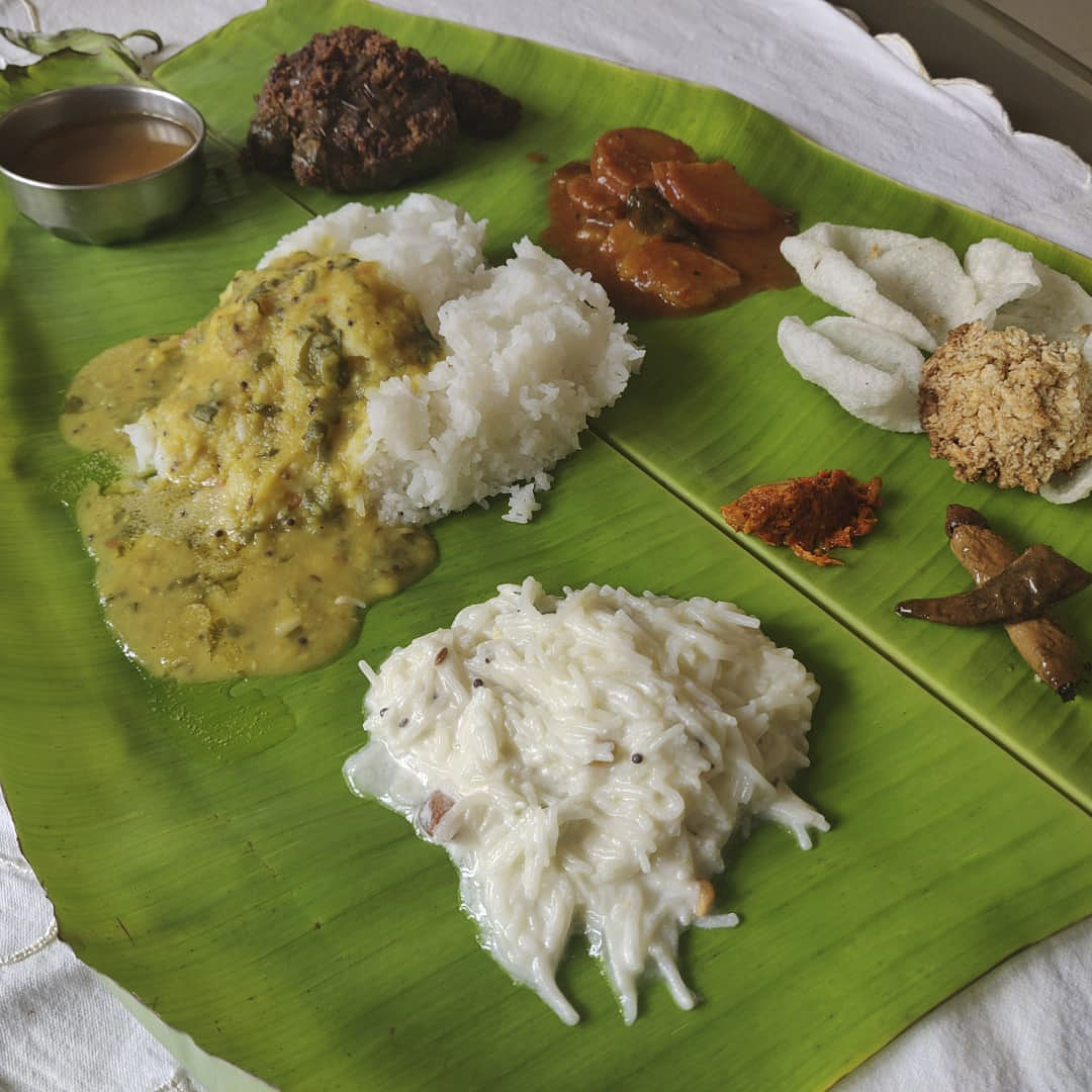 Dish,Food,Cuisine,Sadya,Banana leaf rice,Rice,Ingredient,Andhra food,Steamed rice,Banana leaf