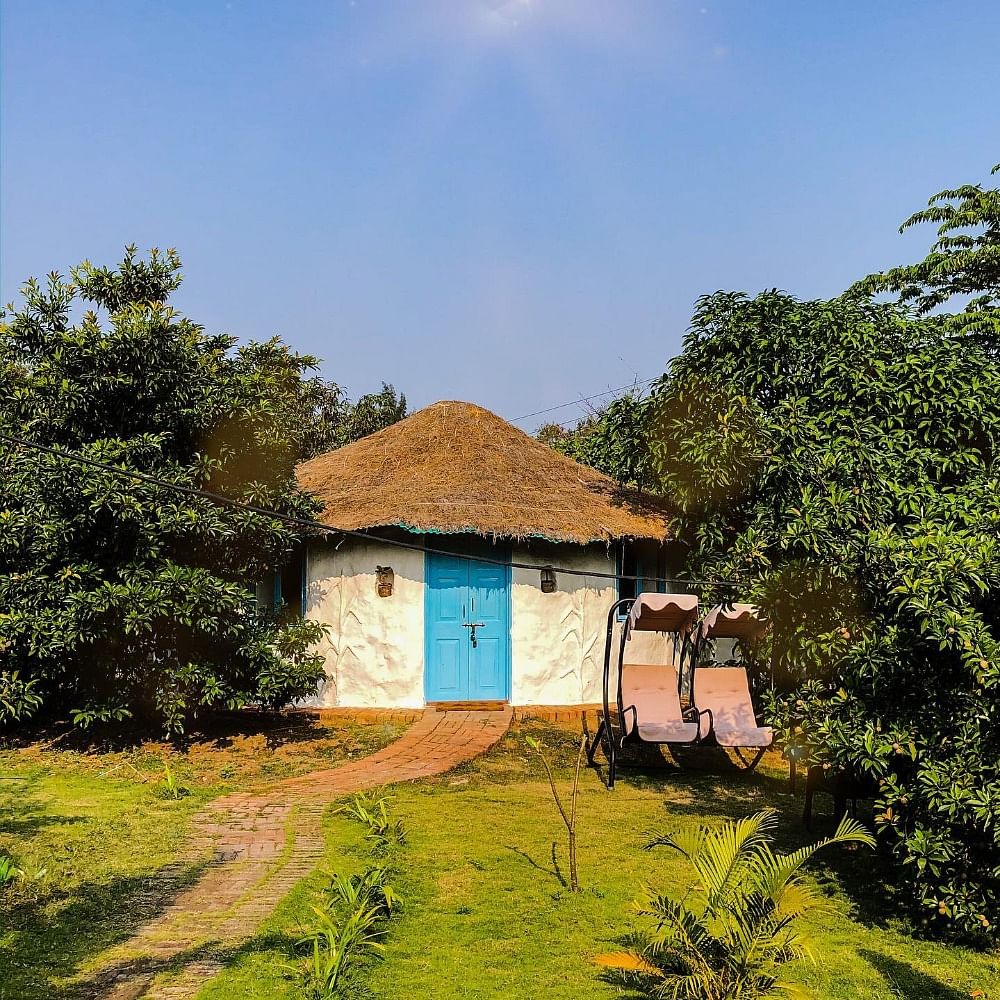 Land lot,Rural area,House,Roof,Thatching,Village,Hut,Shrub,Door,Human settlement