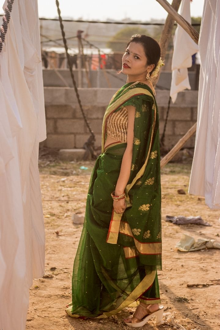 Green,Sari,Trunk,Fawn