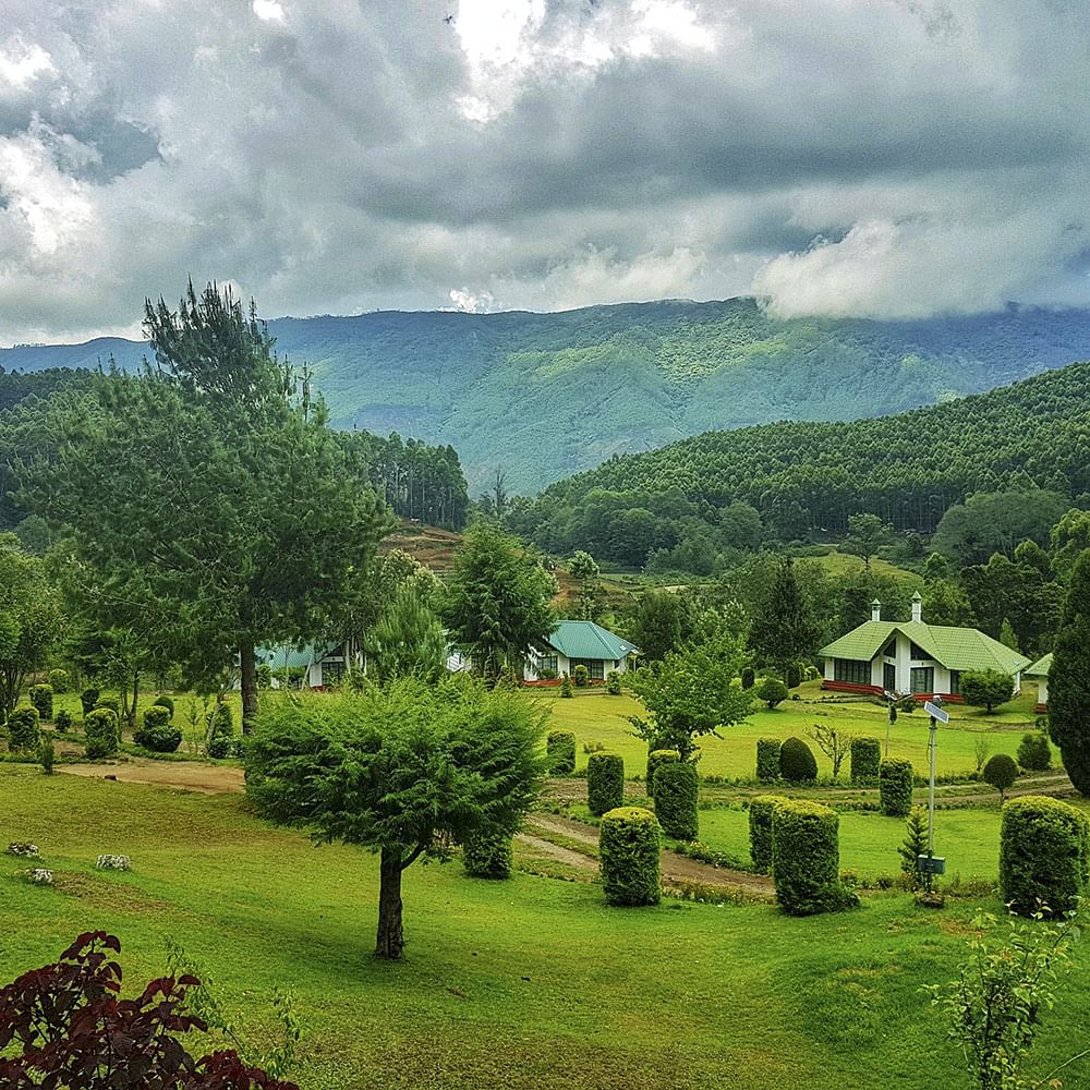 Cloud,Sky,Plant,Green,Mountain,Natural landscape,Tree,Natural environment,Land lot,Highland