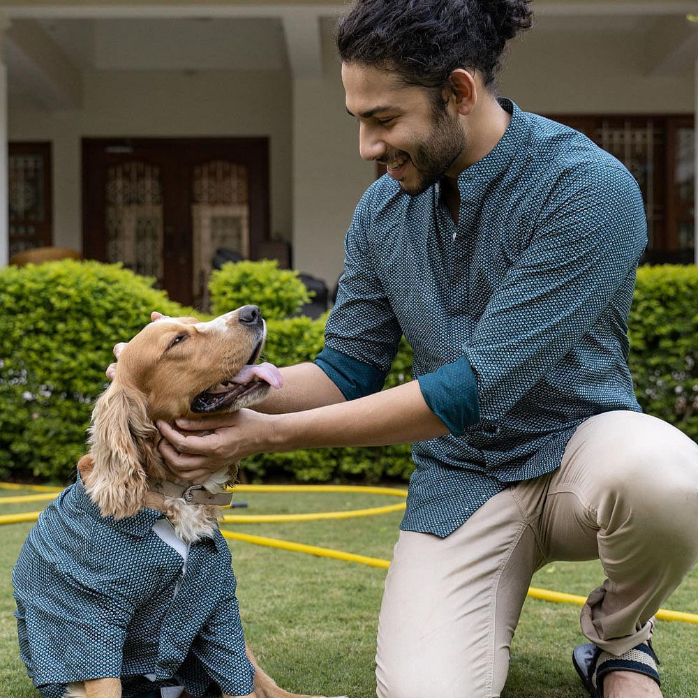 Dog,Plant,Dog breed,Beard,Carnivore,Window,Smile,Gesture,Happy,Fawn