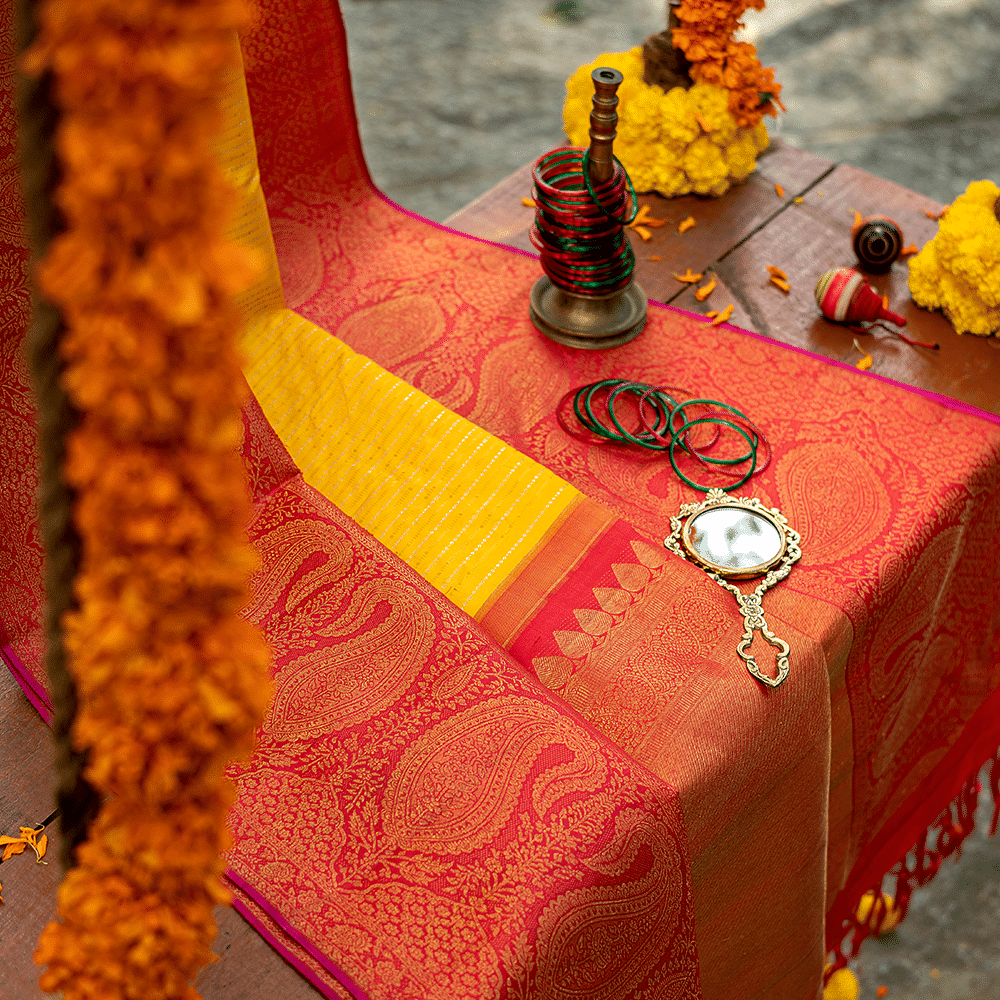 Table,Orange,Textile,Tablecloth,Tableware,Bag,Red,Flower,Rectangle,Magenta