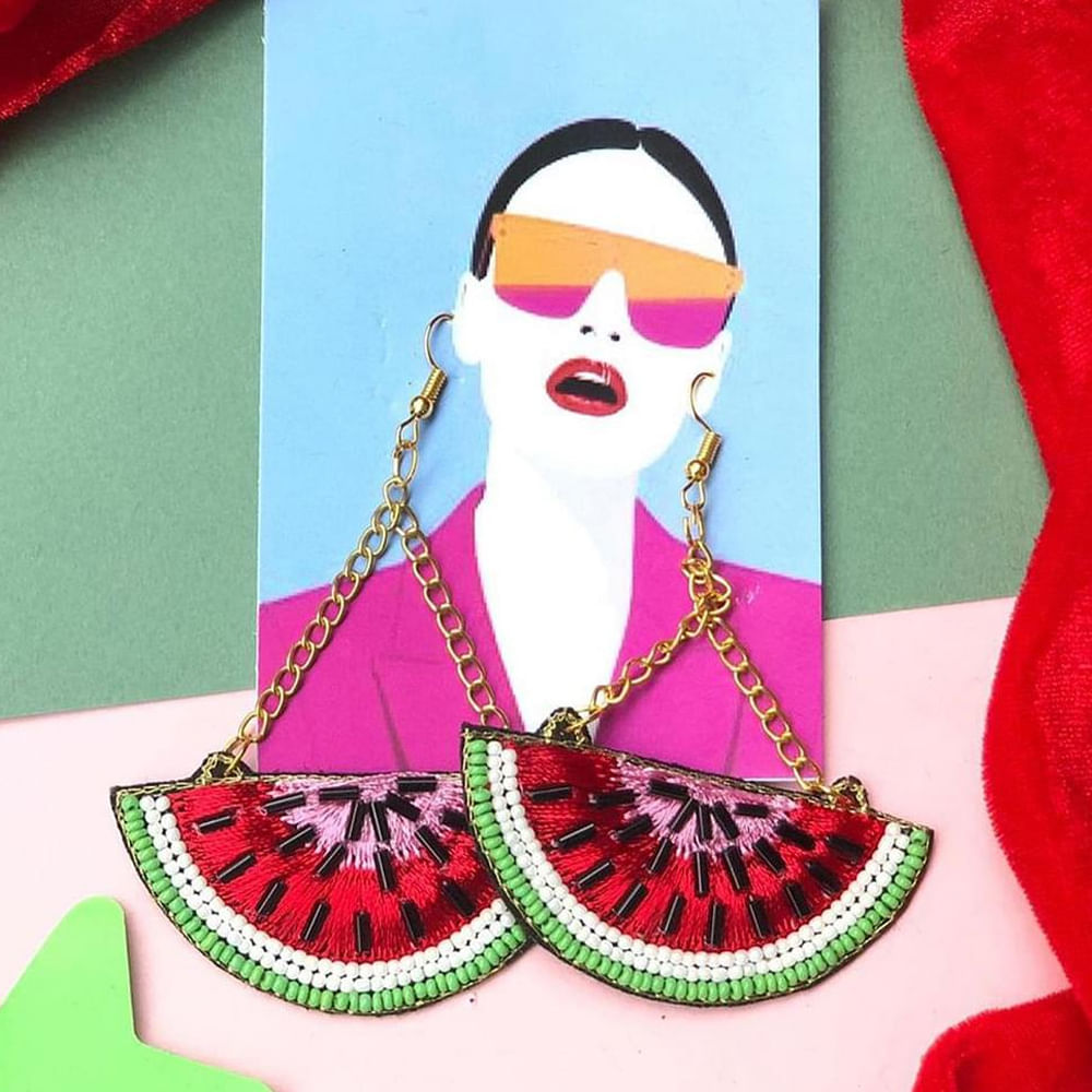 Head,Facial expression,Lipstick,Eyelash,Rectangle,Earrings,Pink,Art,Painting,Font