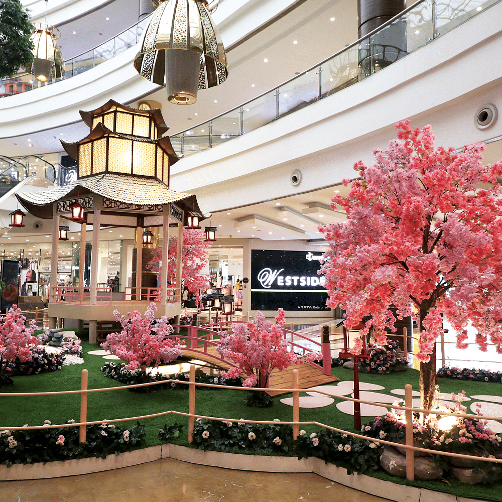 Flower,Plant,Building,Architecture,Tree,Chinese architecture,Pink,Leisure,Tints and shades,City