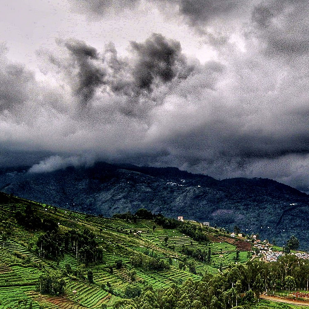 Cloud,Sky,Plant,Mountain,Ecoregion,Natural landscape,Green,Natural environment,Highland,Sunlight