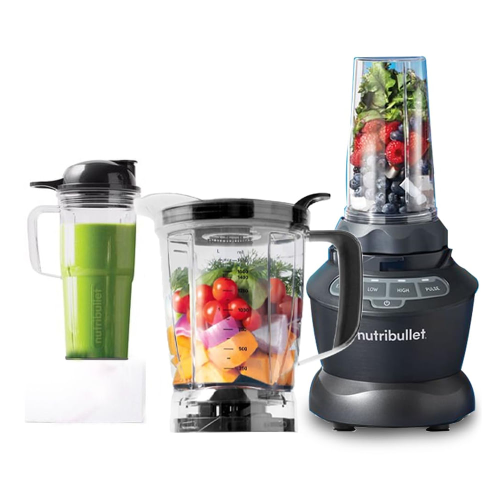 Nutribullet 1000W Combo Blender, USA #1 Mixer, Grinder, Smoothie Maker, Food Processor, "The Original Nutribullet", 3 Unbreakable Jars, 1.6L Extra Large Pitcher & Tamper, 2yrs warranty (Dark Grey)