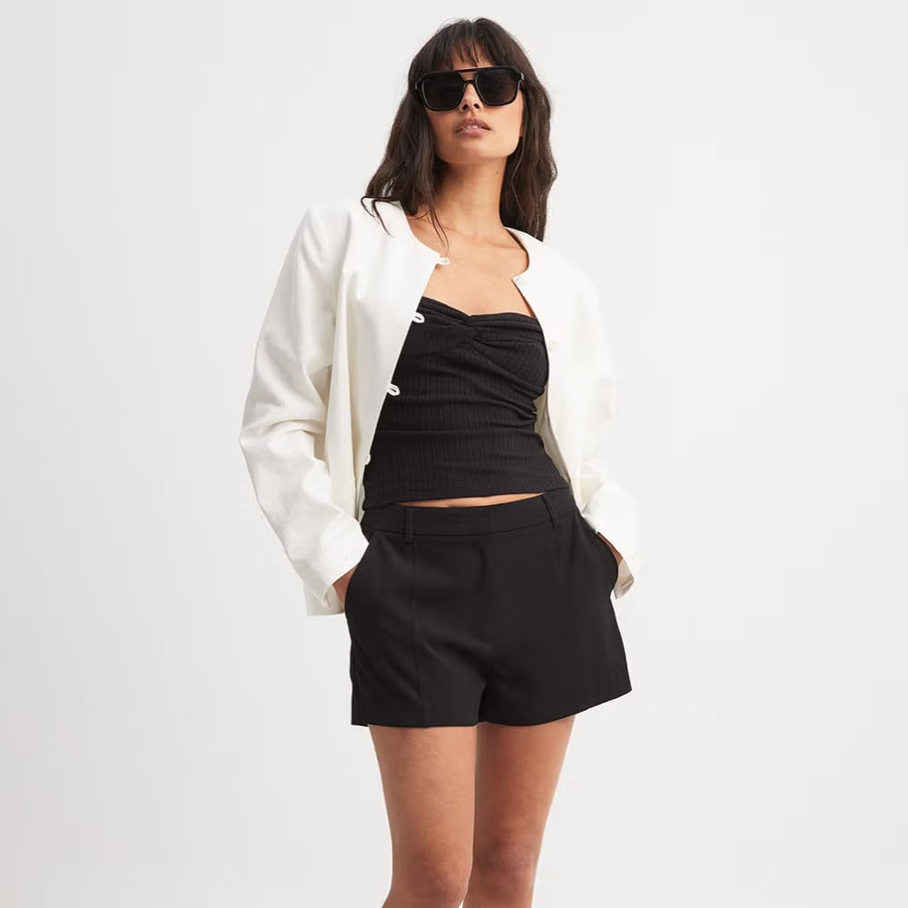 NA-KD Front Twist Tube Top-Black