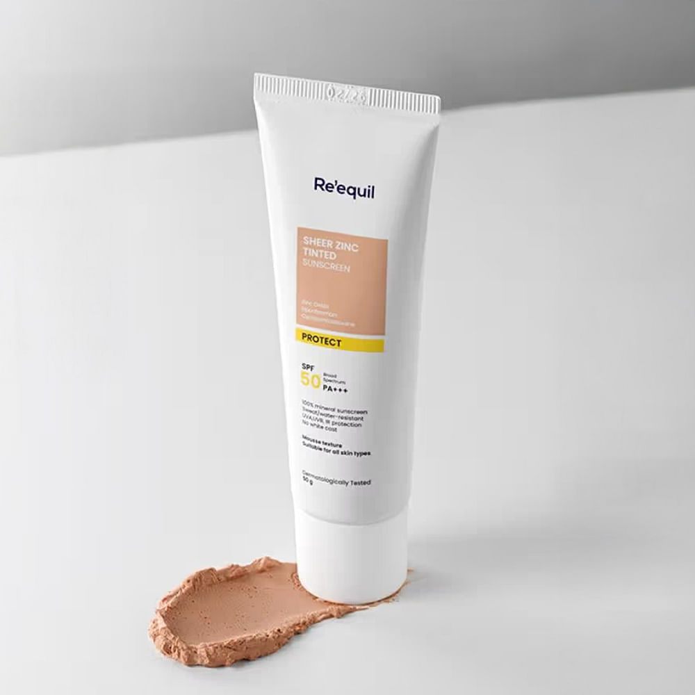 Re'equil Sheer Zinc Tinted Sunscreen Spf 50 Pa+++ 100% Mineral Sunscreen