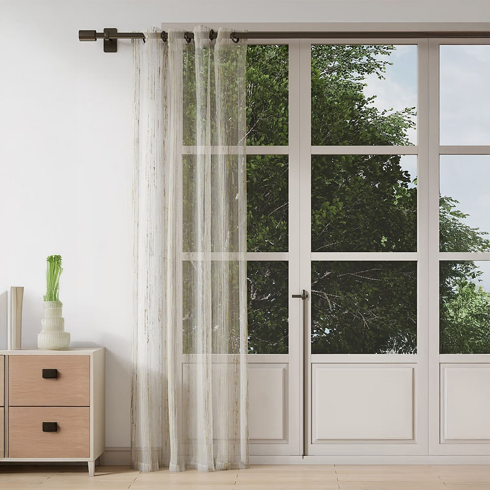 D'Decor Live Beautiful Abstract Door Ready Made Curtain - White