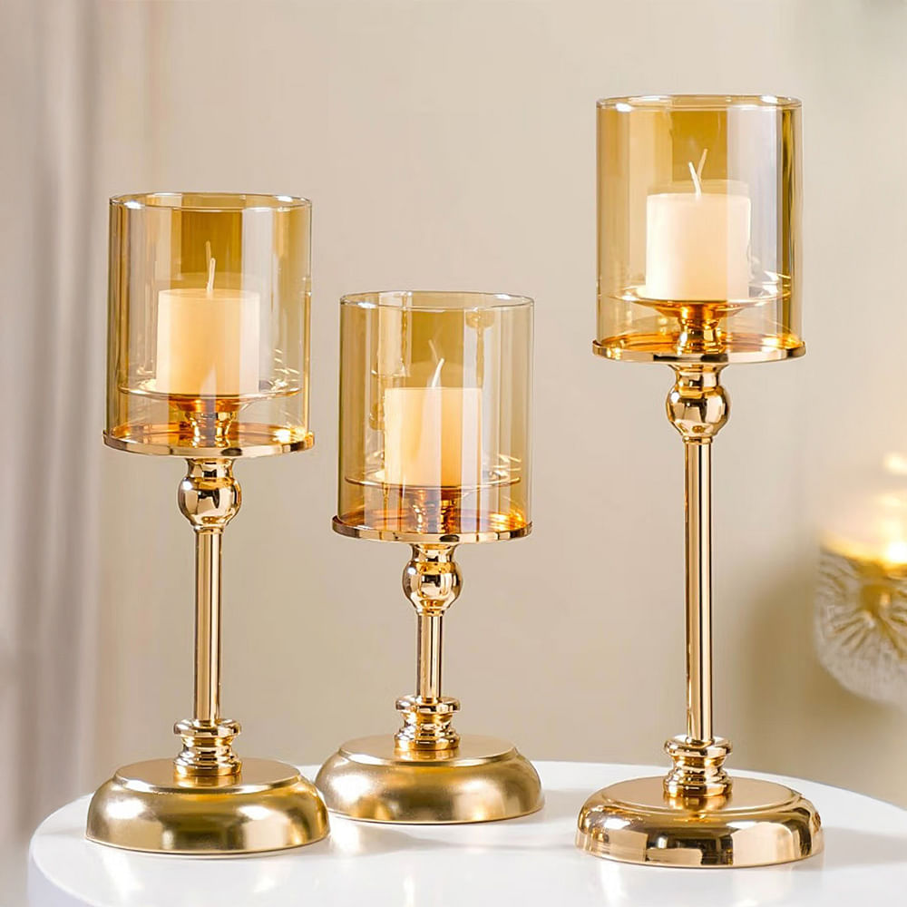 Nestasia Hurricane Metal Candle Holder Stand with Candles