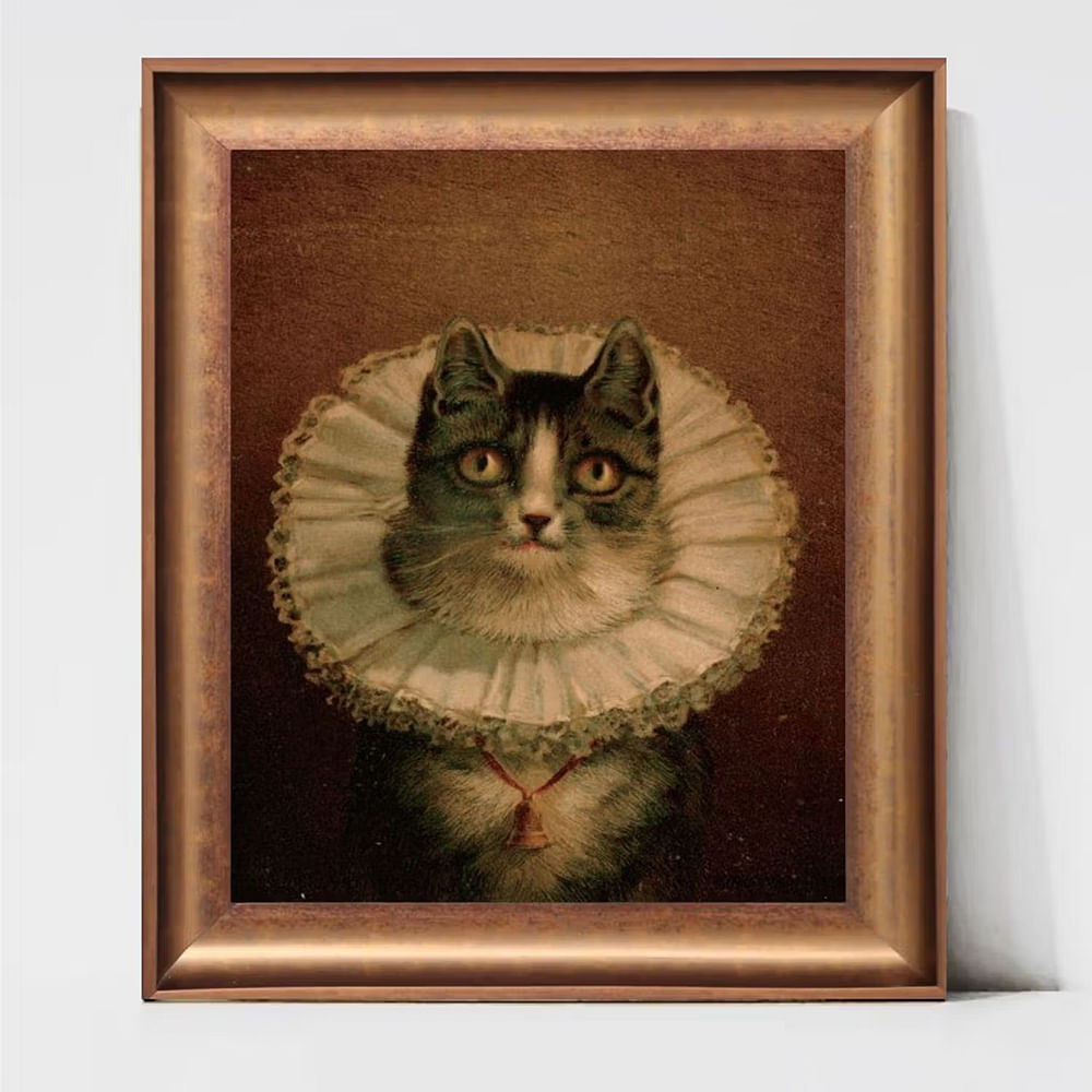 The Vintage Artistry Victorian Cat Wooden Framed Wall Art