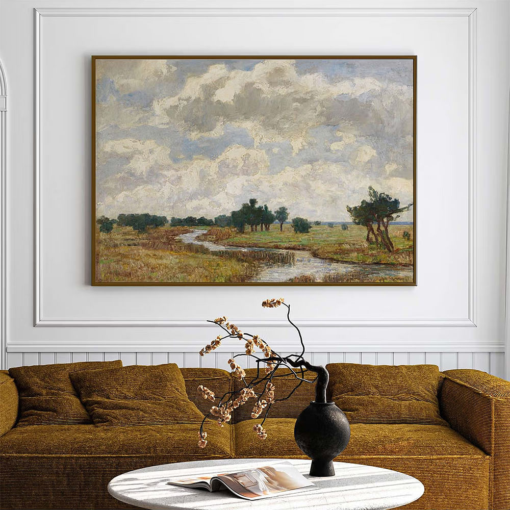 ARTCREST Greenfields Vintage Large Painting Black Box Framed Canvas Wall Art