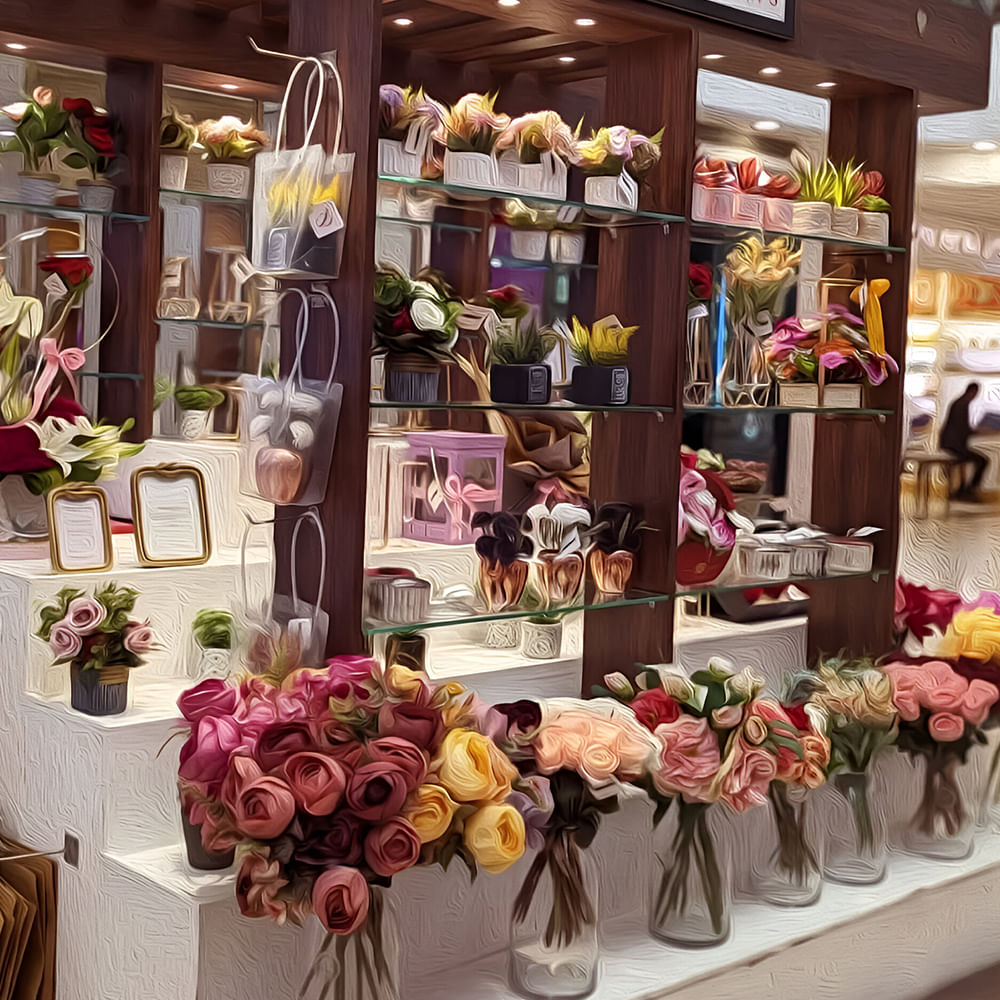 Interior design,Retail,Floristry,Cut flowers,Flower Arranging,Decoration,Floral design,Shelf,Artificial flower,Flower bouquet