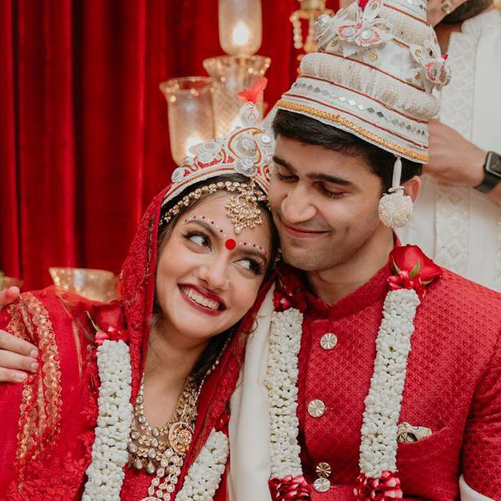 People,Smile,Happiness,Red,Event,Jewellery,Bride,Marriage,Ceremony,Facial expression