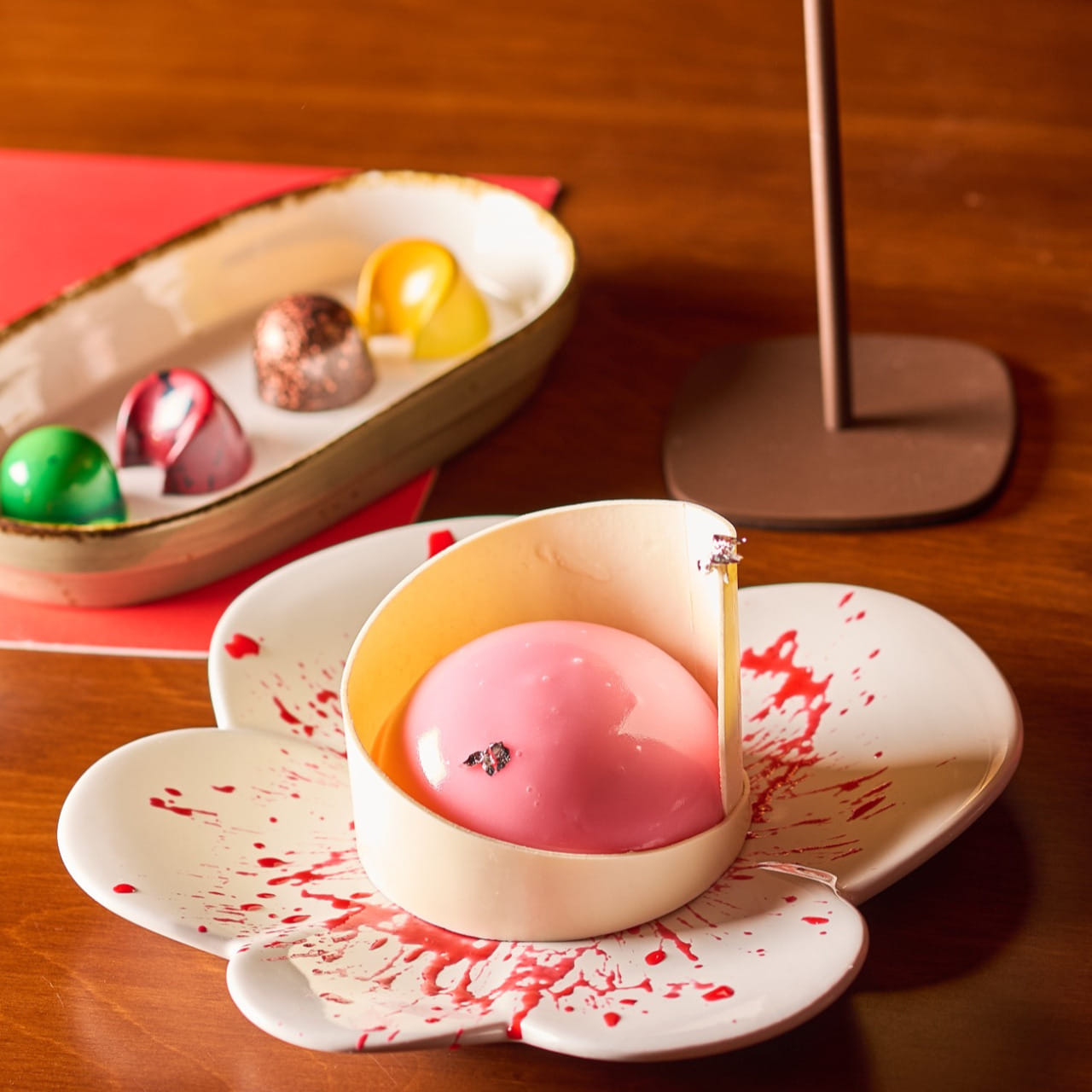 Tableware,Pink,Serveware,Dishware,Food,Kitchen utensil,Spoon,Plate,Dessert,Cutlery